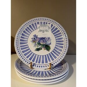 SHABBY CHIC MELAMINE White Floral Lavender & Blue 9" Salad Plates (SET OF 4) NEW